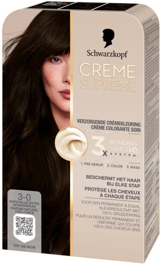 Schwarzkopf Creme Supreme 3-0 Natuurlijk Extra Donkerbruin Permanente Haarverf