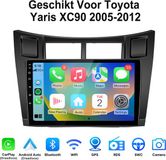 Junsun Android 15 Autoradio Geschikt Voor Toyota Yaris XC90 2005-2012 - 9 inch HD Touchscreen - 4GB+64GB - Draadloze CarPlay & Android Auto - Bluetooth - GPS-navigatie - Wi-Fi - Stuurwielbediening - DSP