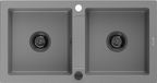 Mexen Mario granieten gootsteen 2-kamer 820 x 436 mm, gris, siphon noir