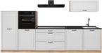 Vicco Complete keukeneenheid R-Line, Wit landelijk/Goudkleurig Eiken, 340 cm antraciet werkblad