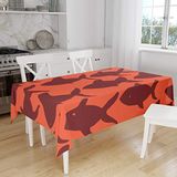 Bonamaison Tafelkleed, Anti-Mold, Sneldrogend, Waterdicht, 100% Polyester Tafellaken, Oranje Bordeaux, 140 x 160 Cm