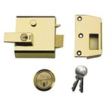 Yale P-1-BLX-PB-60 Double Locking Nightlatch, High Security kan van binnenuit worden vergrendeld met sleutel 2, Brasslux, 60 mm