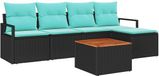 vidaXL Tuinbank - Set - 4 zitplekken - Zwart - Polyrattan