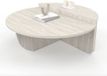 Merkloos Set van 2 Ronde Salontafels Travertin Effect – Moderne Asymmetrische Design Salontafel – Tweelaags Bijzettafel Set – Scandinavische en Minimalistische Woonkamertafels