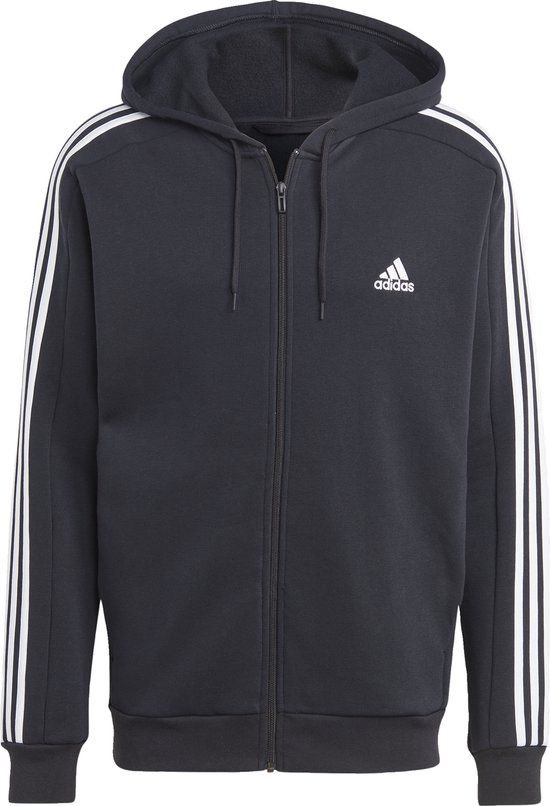 adidas Sportswear Essentials Fleece 3-Stripes Ritshoodie - Men - Black - S