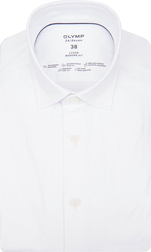 OLYMP Luxor 24/Seven modern fit overhemd - wit tricot