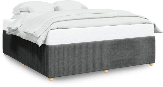 vidaXL Bedframe - Stof - Donkergrijs - 200x200 cm