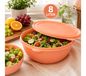 Boîte de conservation pratique avec couvercle 8 litres – Grand bol en plastique pour conserver salades, fruits et aliments Orange/Pêche