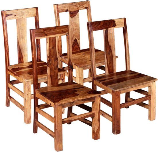 vidaXL Eetkamerstoelen massief hout 4 stuks bruin