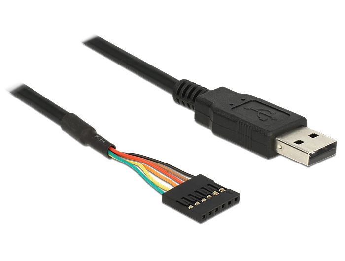 Delock USB 2.0 Male to TTL 6-Pin Cable - 1.8m - Black