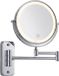 Relaxdays Miroir de maquillage - 17,5 cm - Éclairage LED - grossissement 10x - argent