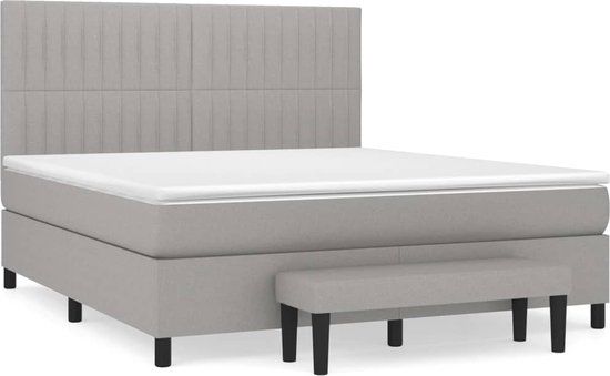 vidaXL Boxspring met matras stof lichtgrijs 160x200 cm