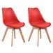 Set NORA Set van 2 rode Scandinavische eetkamerstoelen met kussen