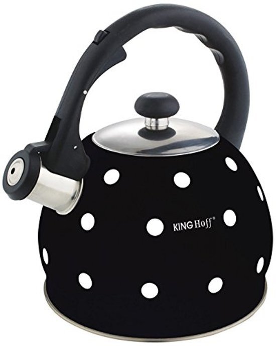 KINGHOFF 1048 - Fluitketel - 2 liter - zwart - stippel