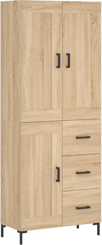 vidaXL Hoge kast 69,5x34x180 cm bewerkt hout sonoma eikenkleurig
