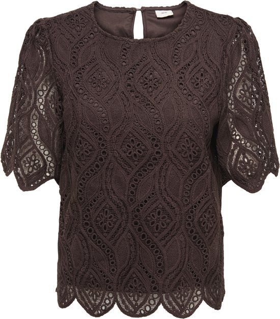 JDY JDYGILDA S/S LACE TOP JRS Dames Blouses M Coffee Bean
