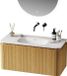 Saniclass Terra Meuble sous vasque - 100cm - 2 tiroirs - vasque en solid surface - 1 bac - sans trous de robinetterie - sandwood (Chêne clair)