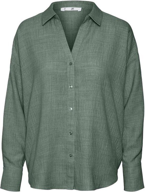 VERO MODA VMMELANEY QUEENY LS SHIRT WVN NOOS Women's Blouse - Size L - Laurel Wreath;Melange