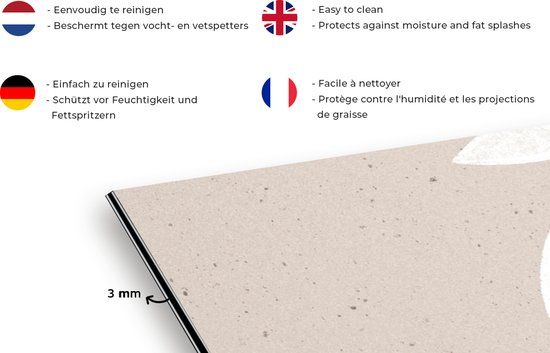 KitchenYeah Spatscherm keuken - Maan - Pastel - Moonlover - 120x80 cm - Aluminium