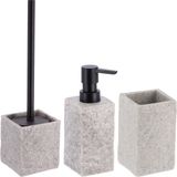 Tendance Badkamer set - zeeppomp/tandenborstelbeker - grijs - kunststeen - polyresin
