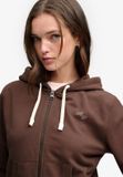 Superdry Athletic Essentials Crop Hoodie met rits Relaxed pasvorm - Damen - Hoodies - Chestnut Brown - Maat 16