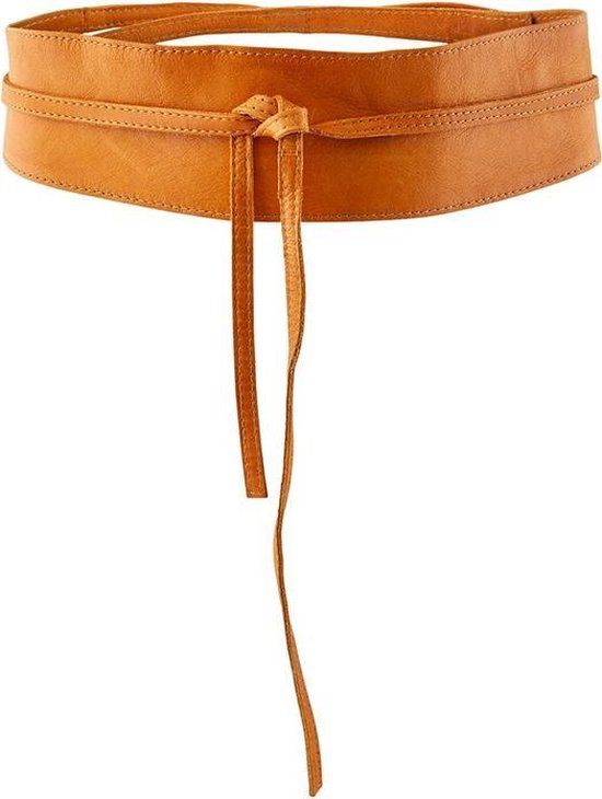PIECES PCVIBS Leather Tie Waist Belt - Cognac