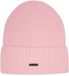 Stone Valley 100% Wol Roze Geribbelde Muts met Zwart Metalen Logo