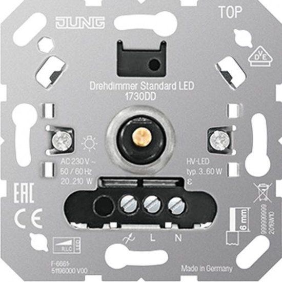 Jung 1730DD Dimmer - E2WCN - Chroom - Metaal