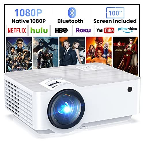 Native 1080p Mini Projector - 4K, 9500 Lumen, Bluetooth, Home Theater