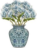Emerald Kunstbloem hortensia tak - 8x - 52 cm - licht blauw - Real Touch