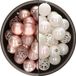 Bellatio Decorations Kerstballen mix - 74-delig - parelmoer wit en lichtroze - 6 cm - kunststof