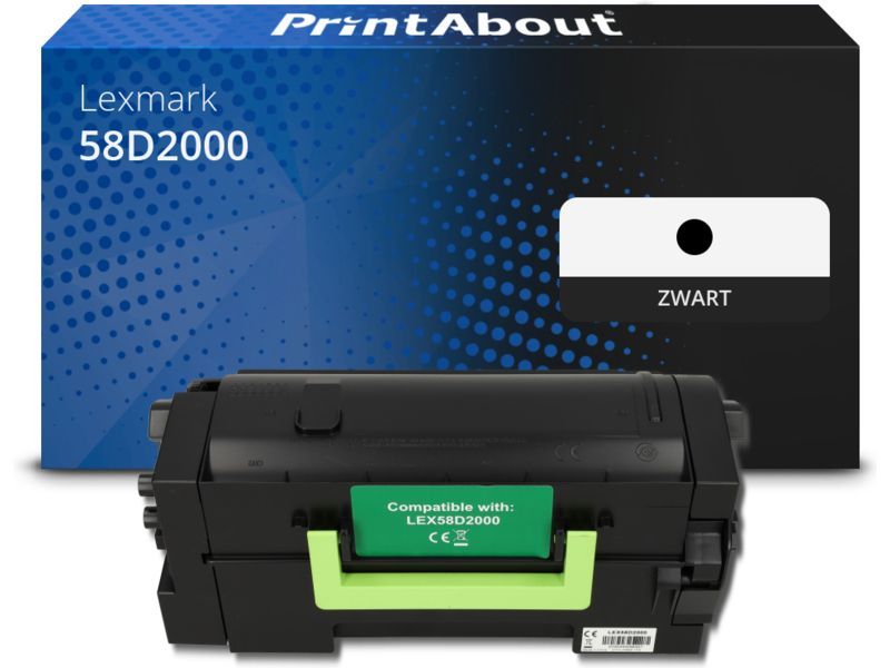 PrintAbout Toner 58D2000 Zwart geschikt voor Lexmark