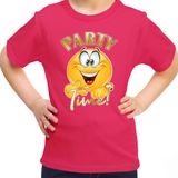 Bellatio Decorations Verkleed shirt meisjes - Party Time - roze - carnaval - voor kinderen 122/128