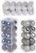 Cosy&Trendy Billiet - Vanlaere Kleine kunststof kerstversiering 60x stuks set en 3 cm kerstballen in het zilver-wit-blauw