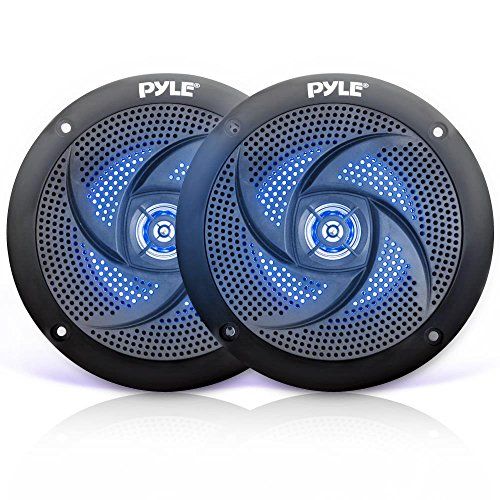 Pyle Marine-luidsprekers - 13,3cm 2-weg waterdicht en weerbestendig Outdoor Audio Stereo-geluidssysteem met LED-verlichting, 180 watt vermogen en laag profiel, slanke stijl - 1 paar - PLMRS53BL (zwart)