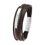 TOM TAILOR - Armband voor Heren in Roestvrij Staal - Zilverkleurig - Hanger in de vorm van Staaf - TT-B0036