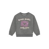 Daily7 rechtvallende sweater met print - grijs