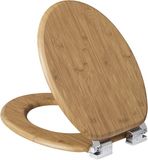 Merkloos Ovale WC-Bril met Softclose Mechanisme, MD-Hout, Zwart, Antibacterieel en Stabiel