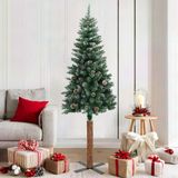 Prolenta Maison Exclusive Slanke kerstboom met echt hout en sneeuw, groen, 180 cm