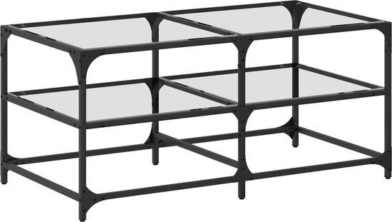 vidaXL Salontafel met transparant glazen blad 98,5x50x45 cm staal