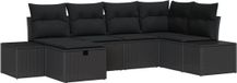 vidaXL Canapé 6 pièces polyrotin Noir/Noir