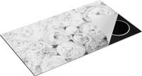 Chefcare Inductie Beschermer Witte Roze Rozen Boeket - Zwart Wit - 95x55 cm