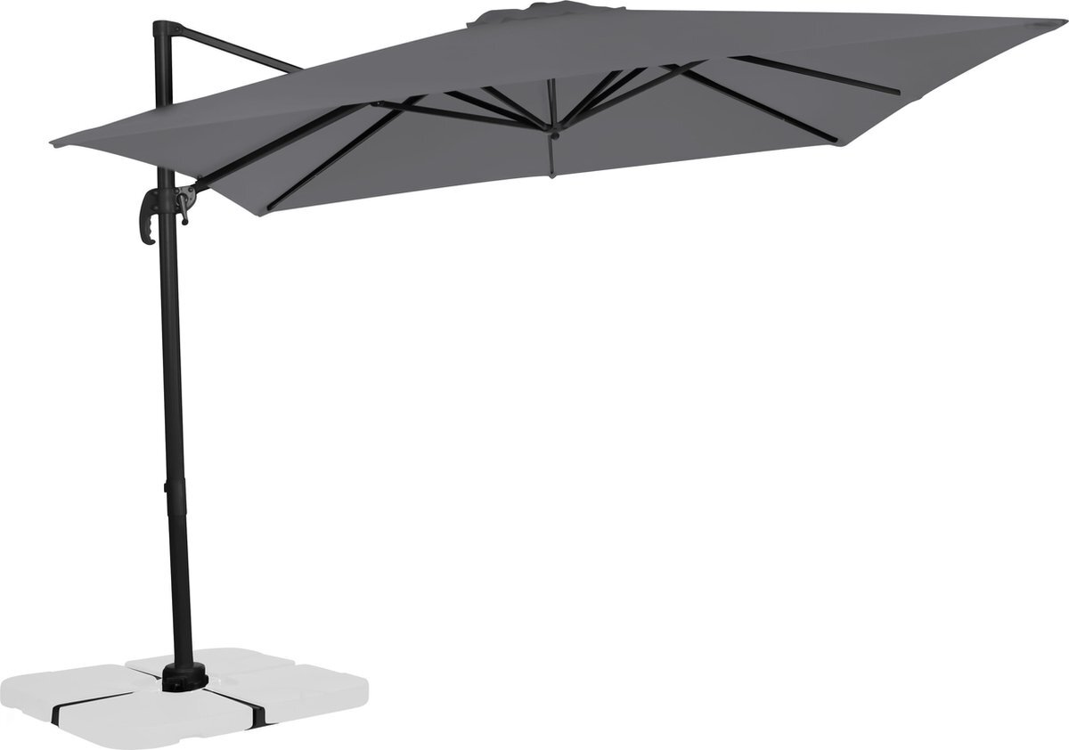 VONROC GARDEN VONROC Premium Zweefparasol Pisogne 300x300m - Duurzame parasol – 360 ° Draaibaar - Kantelbaar – UV werend doek - Grijs – Incl. beschermhoes