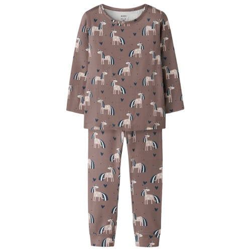 GUPPY MINI pyjama met print - taupe/donkerblauw/beige