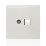 Trendi Artistieke Moderne Glanzende Tactiele TV Co-axiale Socket + Telefoon Socket Wit ART-TLP+TVWH