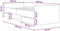 vidaXL Bedframe met lade met hoofdeinde Zwart eiken Bewerkt hout