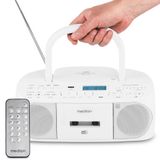 MEDION DRX-1 Plus Boombox (draagbare DAB+ & FM-radio, Bluetooth, cd-speler, MP3, cassette, hoofdtelefoonaansluiting, stereo, AUX, netstroom & batterijen) wit