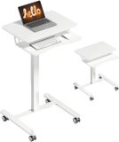 Homcom Verstelbaar Bureau Wit MDF/Staal 65x60x71-107 cm