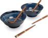 Merkloos / Sans marque EDO JAPAN Izayoi Ramenbowlset 2 personen blauw porselein 22 cm