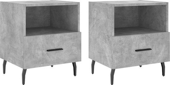 vidaXL Nachtkastjes 2 stuks 40x35x47,5 cm bewerkt hout betongrijs